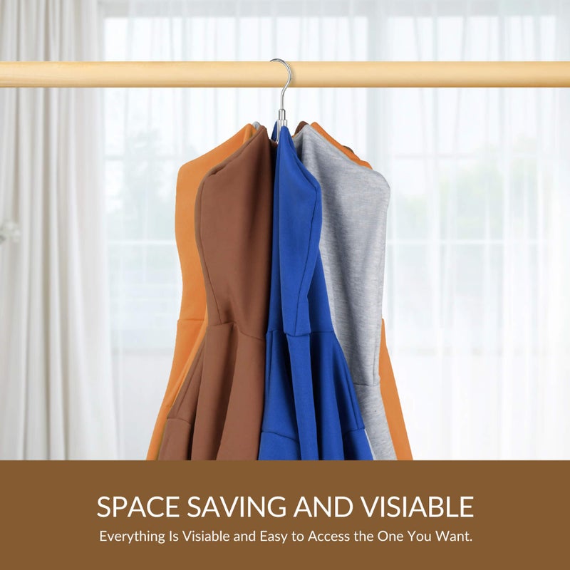 ZEDODIER Hoodie Hangers, Rotatable Hoodie Organzier for Closet, Max 8 Storage Capacity Hoodies Holder, Metal Space Saving Closet Organizers and Storage, Silver - Image 4